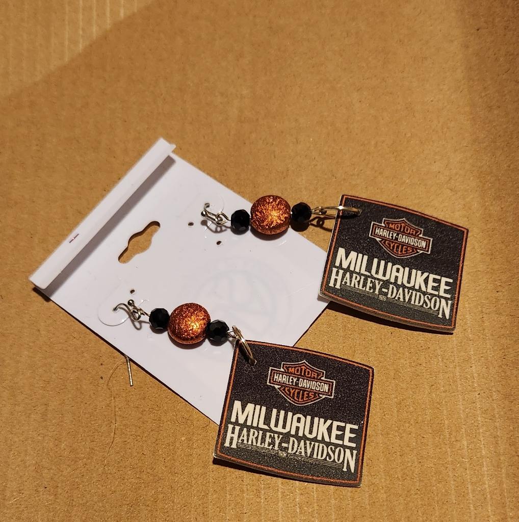 Harley Davidson Earrings 2 Sets Homemade Unique Handmade 24$